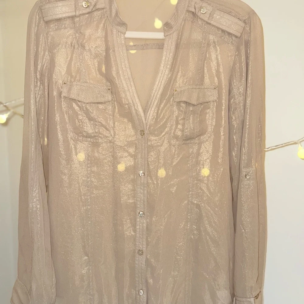 🌾 Michael‎ Kors Sheer Metallic Gold Blouse